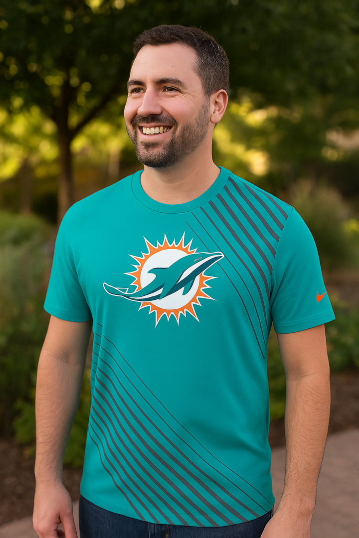 Miami Dolphins NFL UK Nike Yard Line Fashion Asbury T-Shirt – Aqua (UK Stock) - UKASSNI