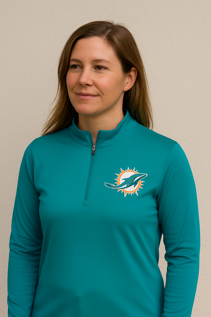 Miami Dolphins NFL UK Medium Fanatics Branded Underdog Quarter-Zip Jacket - Aqua
