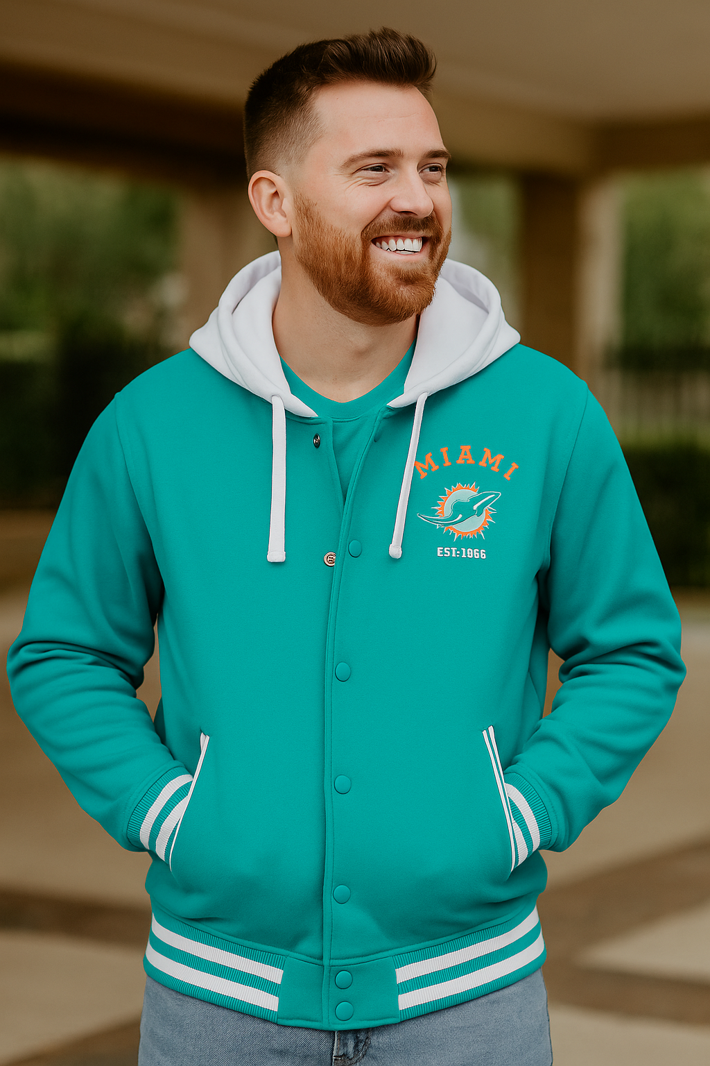 Miami Dolphins NFL Darius Rucker Collection by Fanatics Full-Snap Hoodie Jacket - Aqua - USA Stock