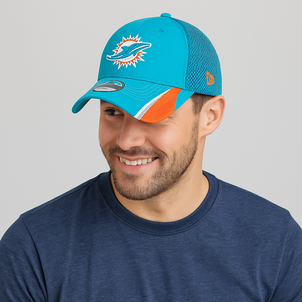 Miami Dolphins NFL New Era Game Day Linear 39THIRTY Flex Hat - Aqua