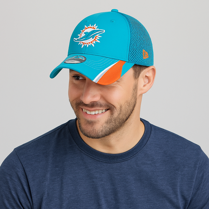 Miami Dolphins NFL New Era Game Day Linear 39THIRTY Flex Hat - Aqua