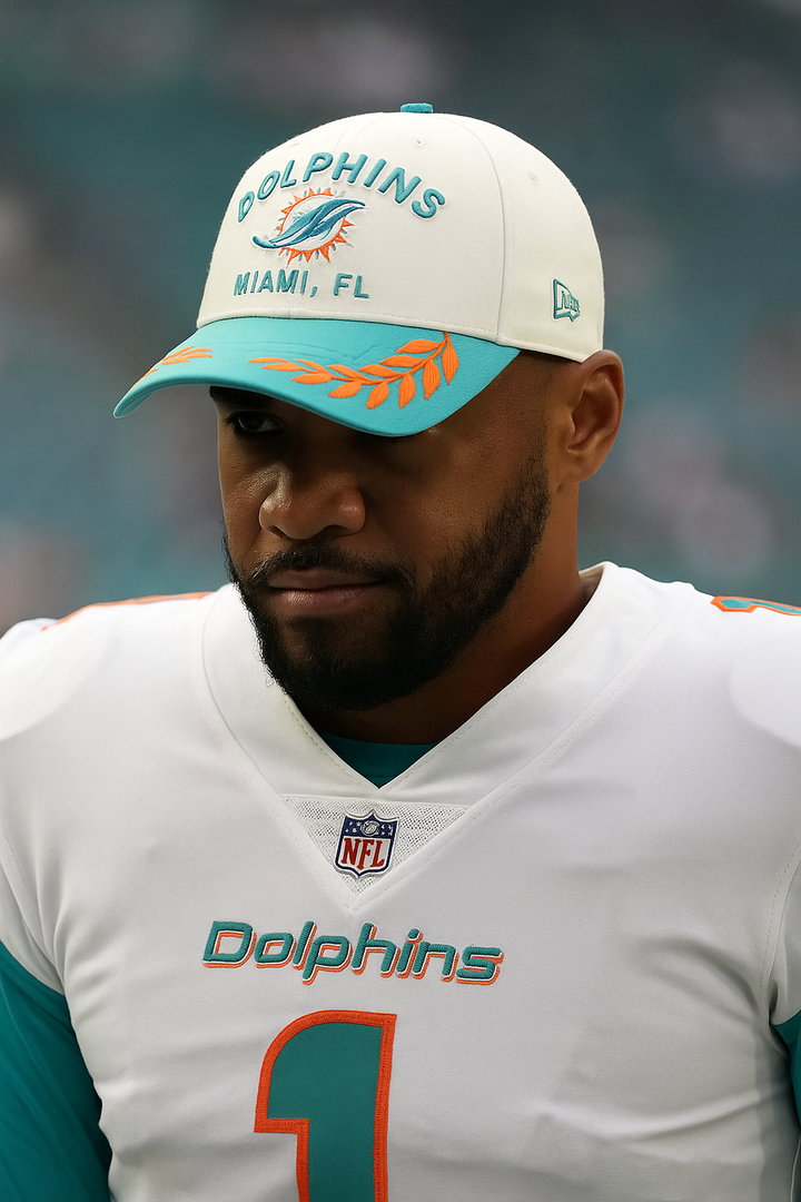 Miami Dolphins NFL New Era 2025 NFL Draft 39THIRTY Flex Hat - Cream/Aqua