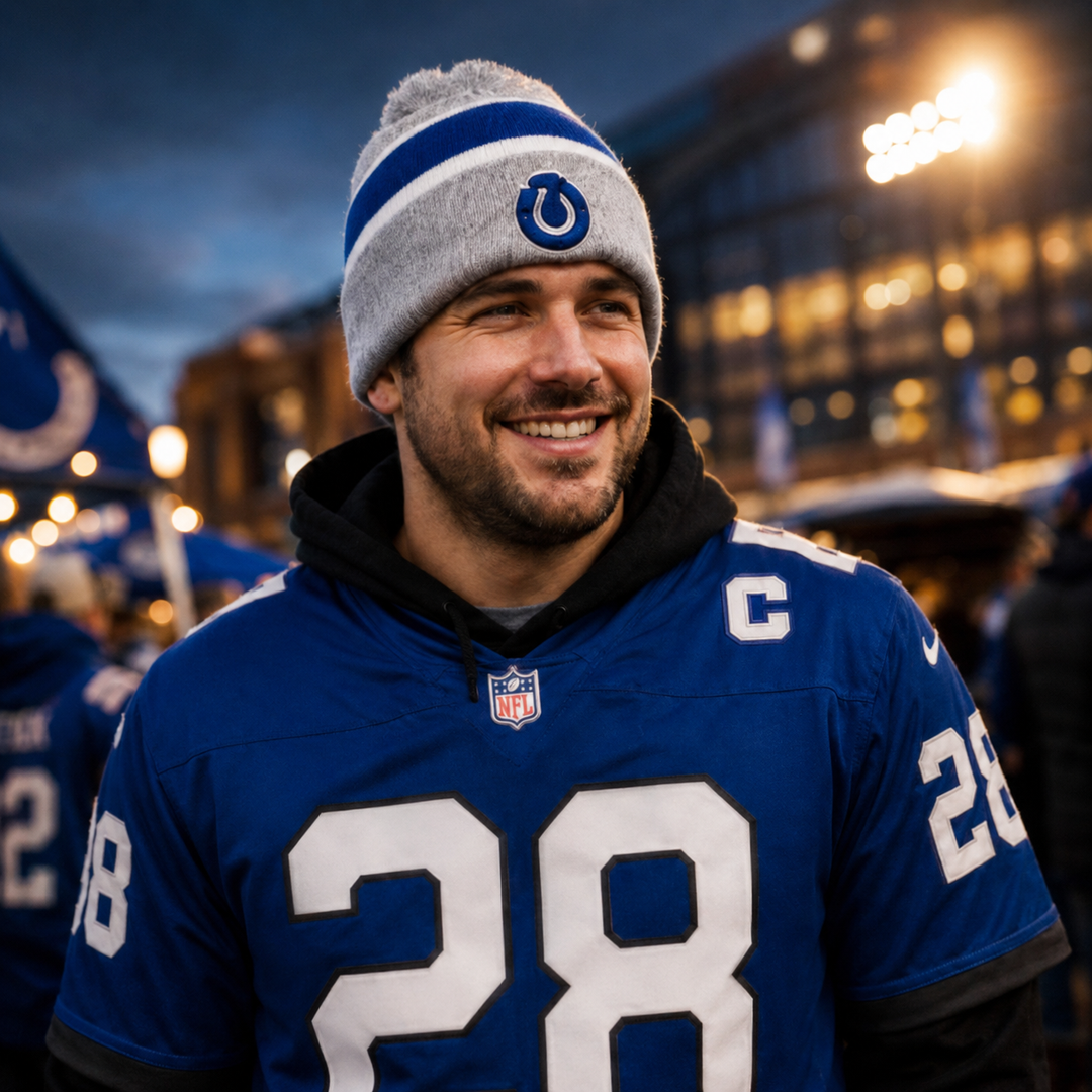 Indianapolis Colts Jonathan Taylor Jersey + Knit Hat Bundle - NFL Nike Game – XL (UK Ready)