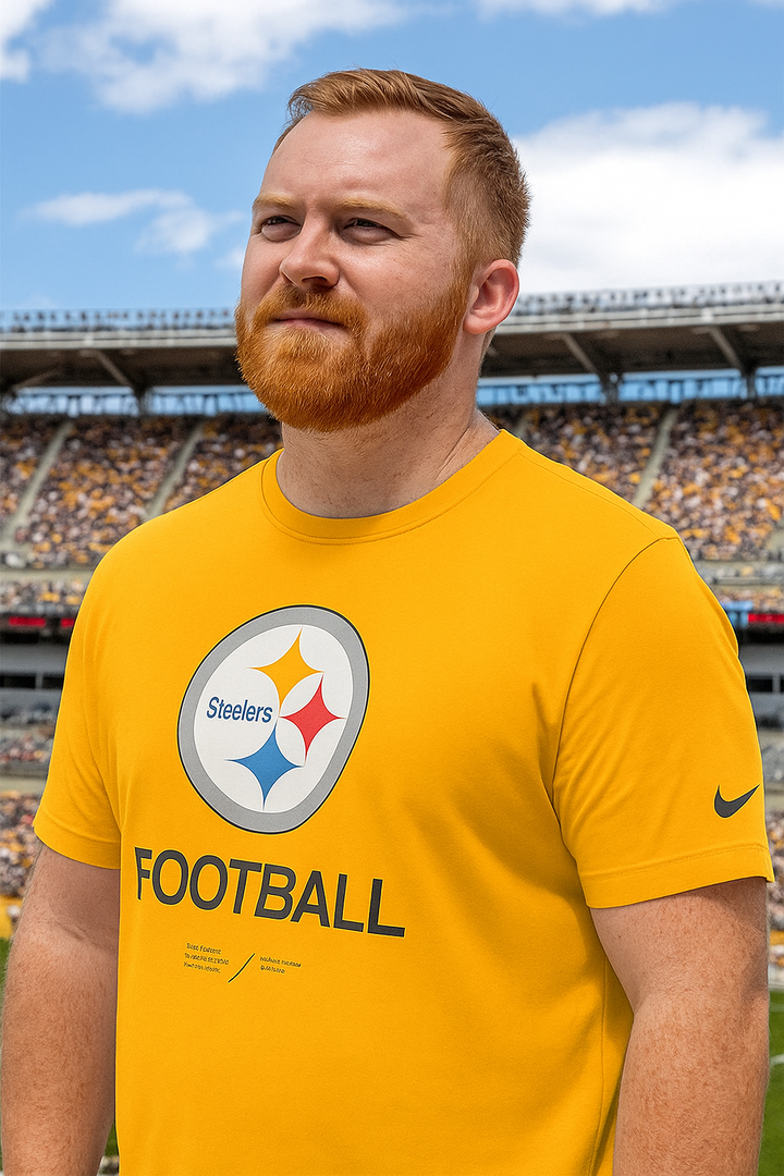 Pittsburgh Steelers NFL UK Medium Nike Sideline Infograph Performance T-Shirt – Gold (UK Stock) - UKASSNI