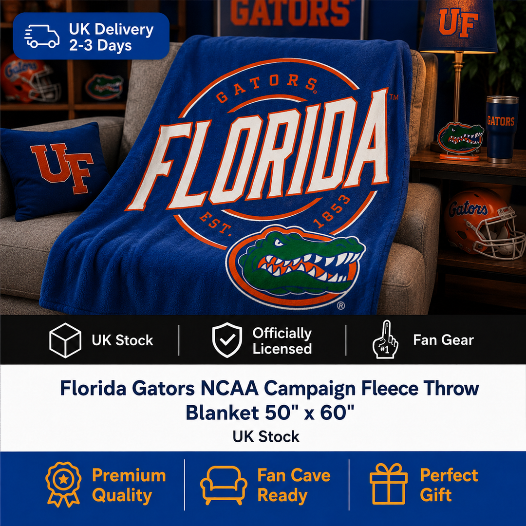 Florida Gators NCAA Campaign Fleece Throw Blanket 50" x 60" (UK Stock)