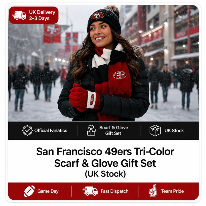 San Francisco 49ers Tri-Color Scarf &amp; Glove Gift Set (UK Stock)