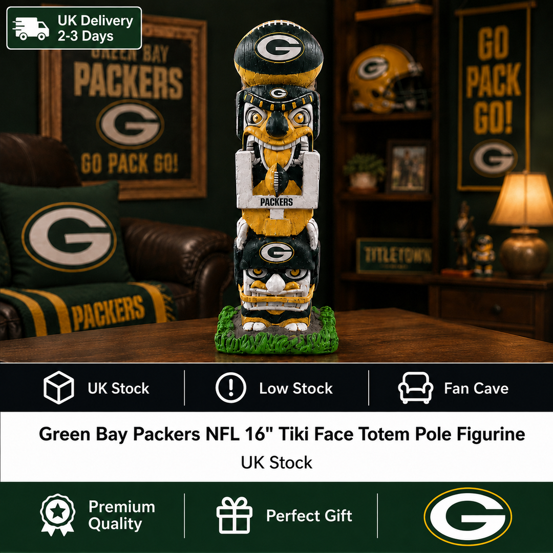 Green Bay Packers NFL 16″ Tiki Face Totem Pole Figurine – (UK Stock)