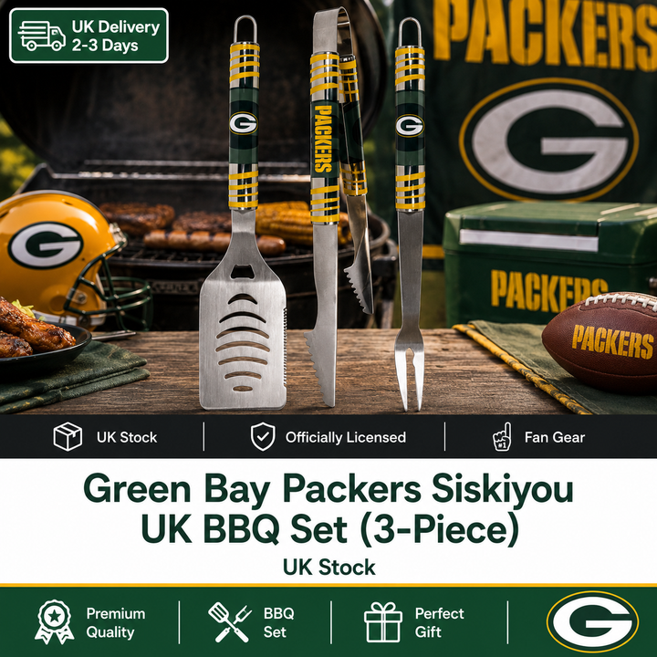 Green Bay Packers Siskiyou UK BBQ Set (3-Piece) (UK Stock)