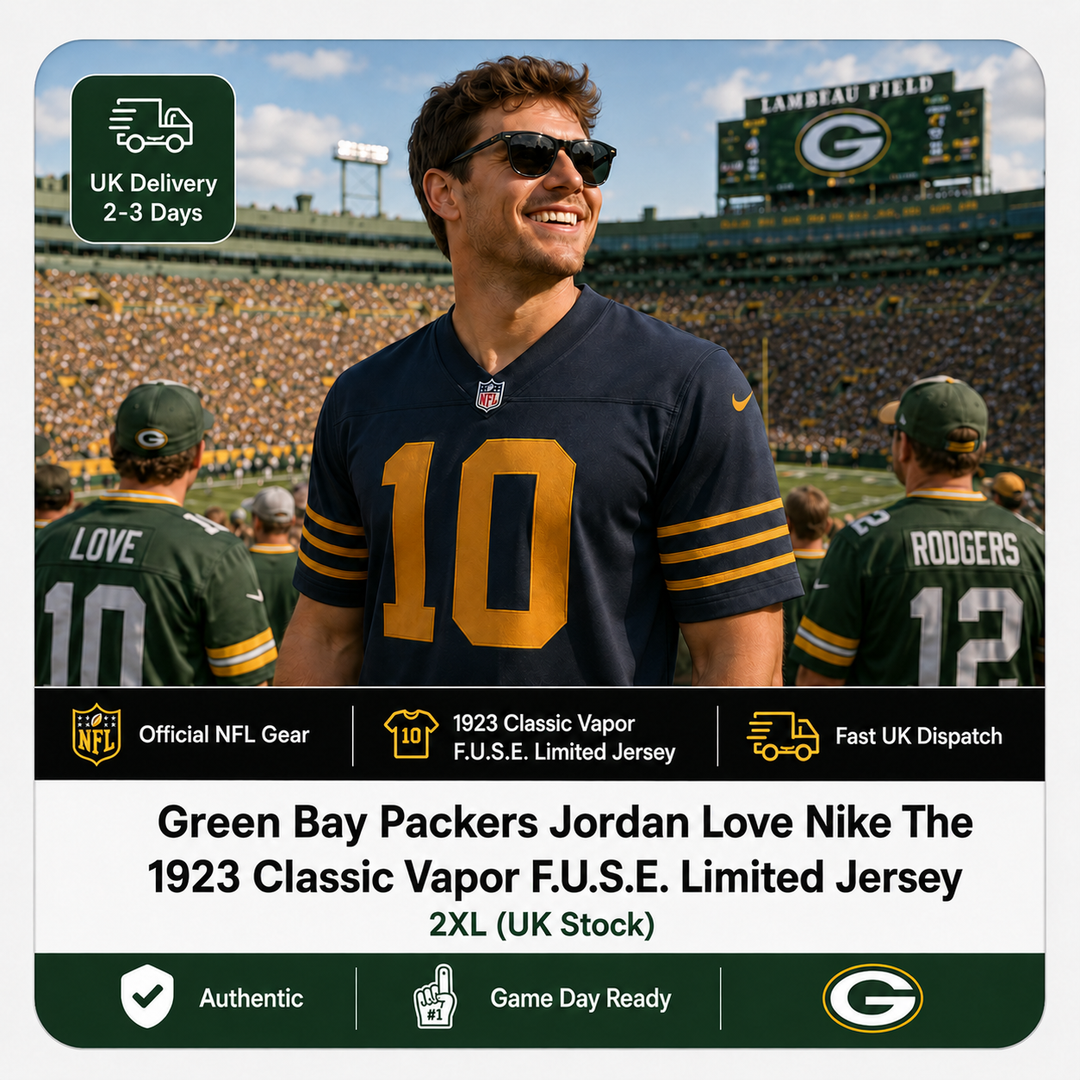 Green Bay Packers NFL Jordan Love Nike The 1923 Classic Vapor F.U.S.E. Limited Jersey – Navy – 2XL (UK Stock)