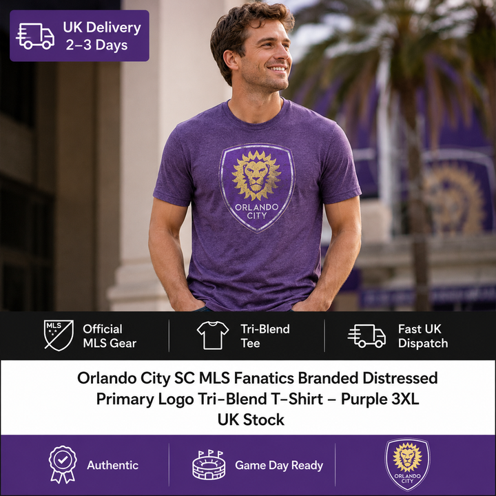 Orlando City SC Fanatics T-shirt en trois mélanges avec logo principal effet vieilli de marque - Violet