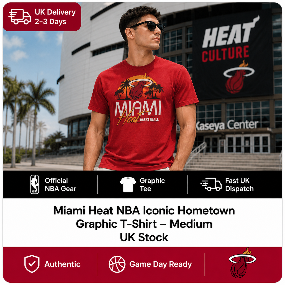 Miami Heat NBA Iconic Hometown Graphic T-Shirt – Medium (UK Stock)