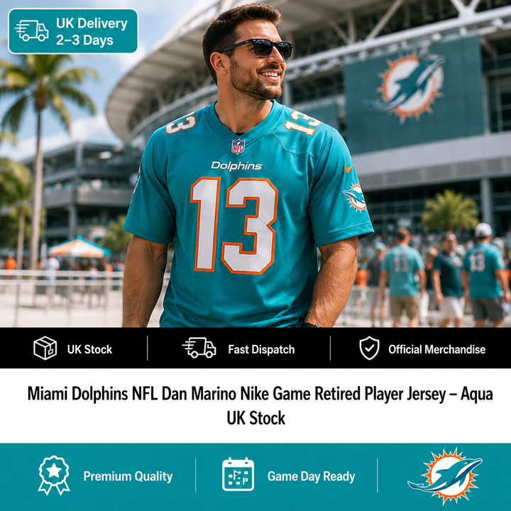 Miami Dolphins NFL Dan Marino Nike Game Retired Player Jersey – Aqua (UK Stock)