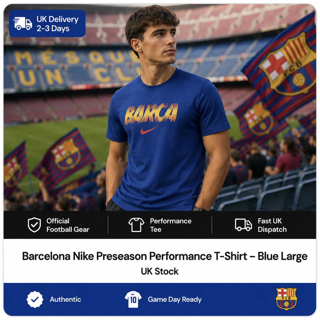 Barcelona Nike Preseason Performance T-Shirt – Blue Large (UK Stock)