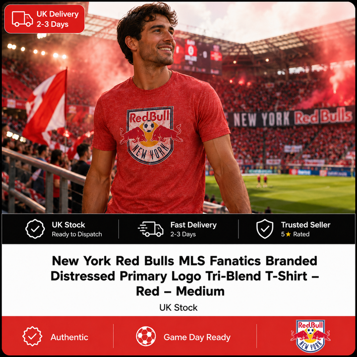 T-shirt en trois mélanges avec logo principal à effet usé New York Red Bulls Fanatics - Rouge