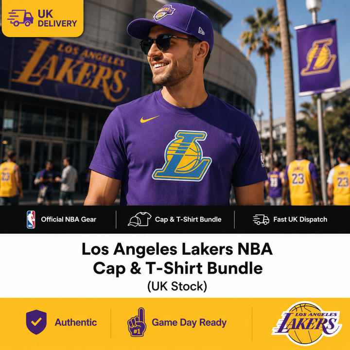 Los Angeles Lakers NBA Cap &amp; T-Shirt Bundle (UK Stock)