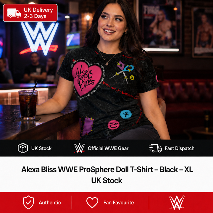 Alexa Bliss WWE ProSphere Doll T-Shirt – Black – XL (UK Stock)