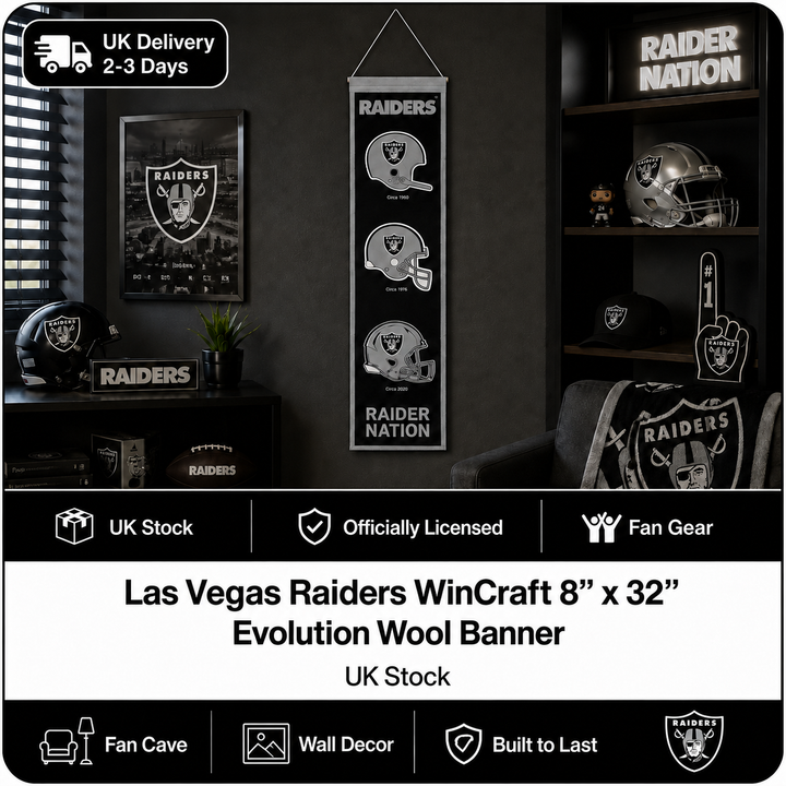 Las Vegas Raiders WinCraft 8″ x 32″ Evolution Wool Banner (UK Stock)