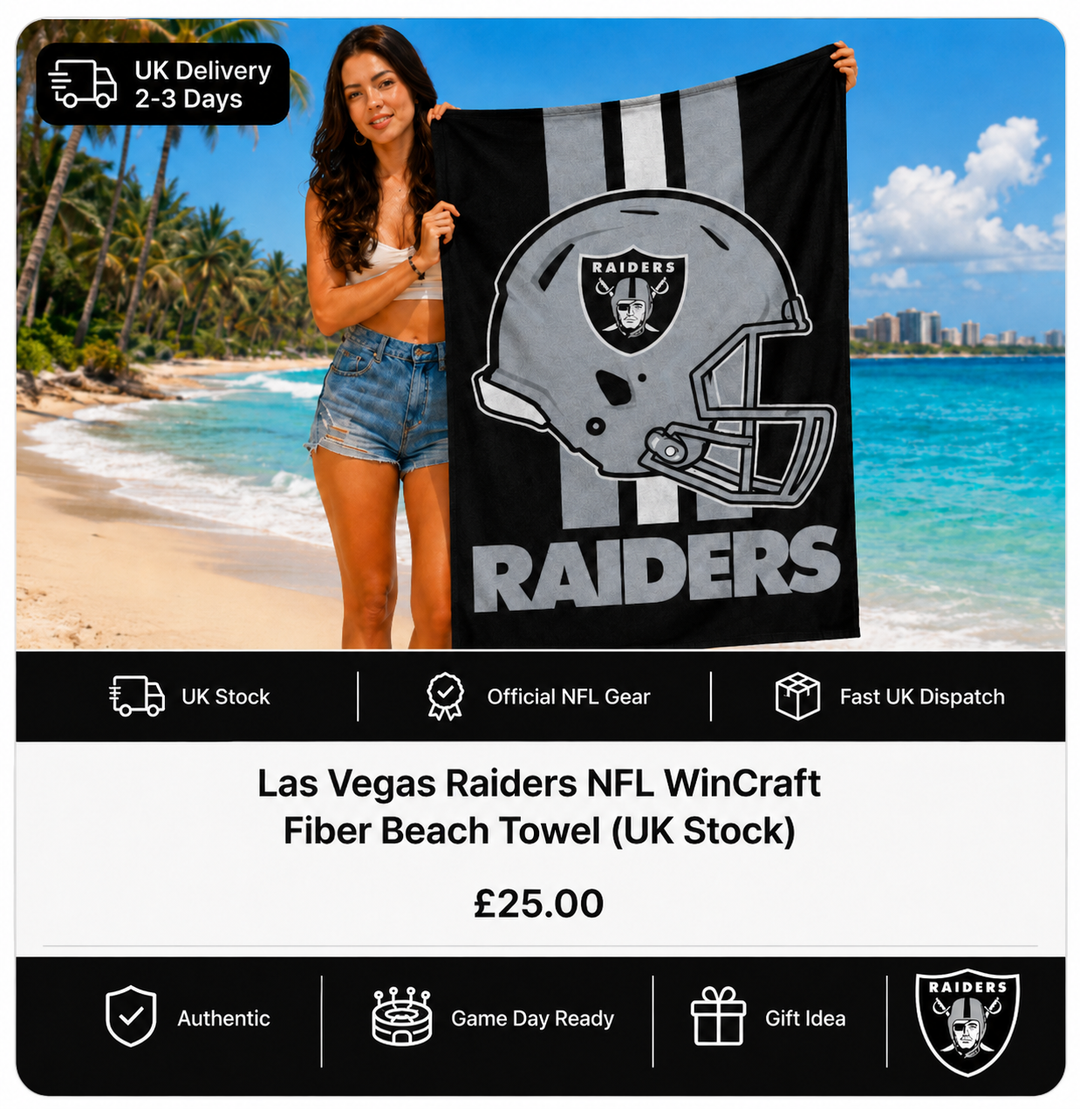 Las Vegas Raiders NFL WinCraft Fiber Beach Towel (UK Stock)