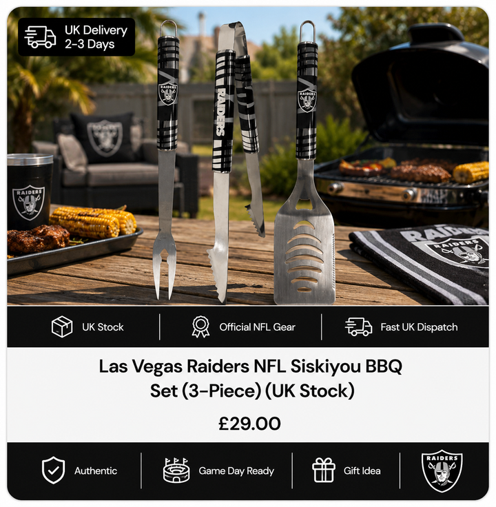 Las Vegas Raiders NFL Siskiyou BBQ Set (3-Piece) (UK Stock)