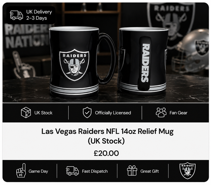 Las Vegas Raiders NFL 14oz Relief Mug (UK Stock)