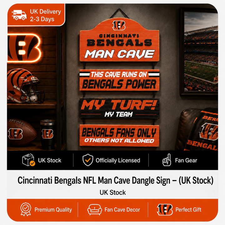 Cincinnati Bengals NFL Man Cave Dangle Sign – (UK Stock)