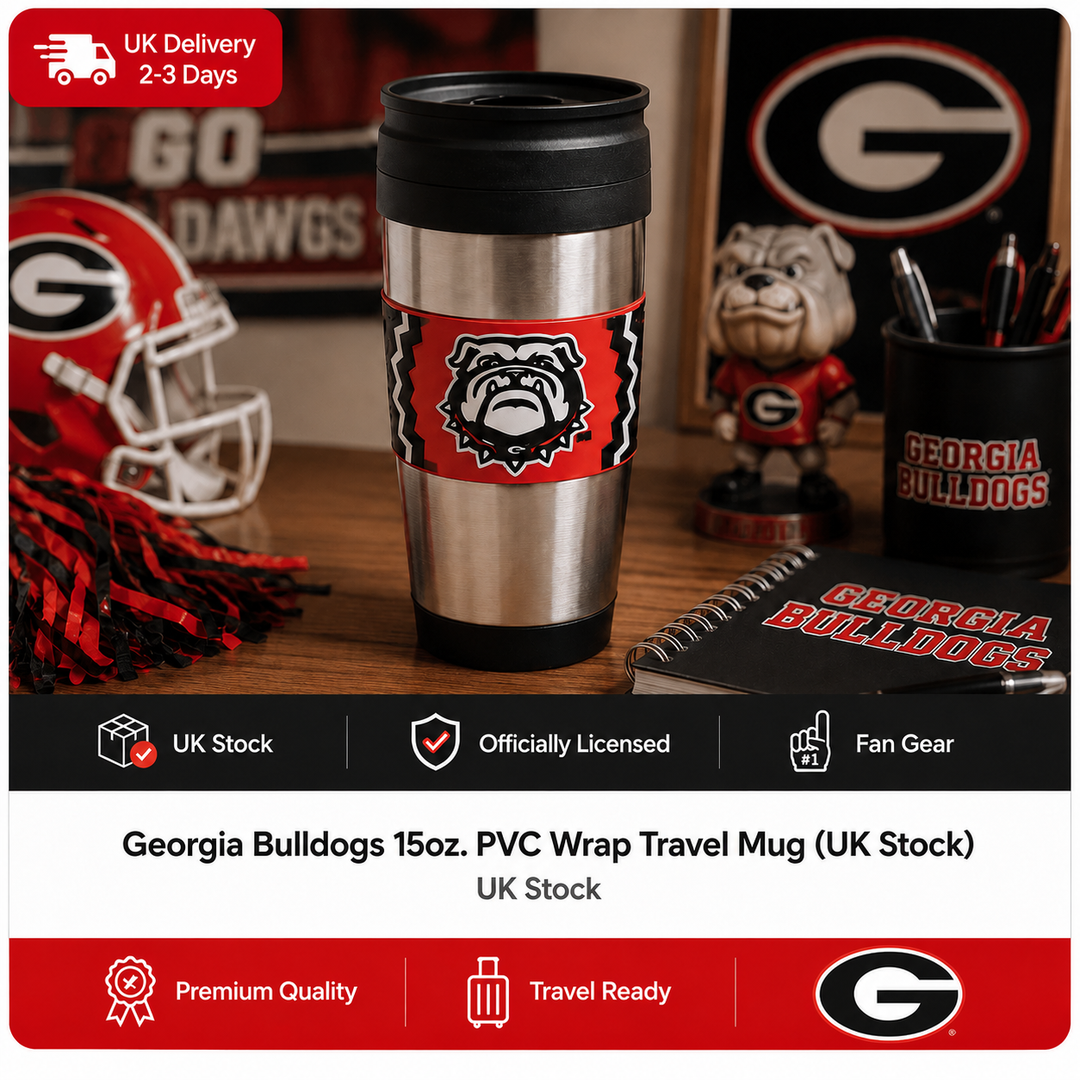 Georgia Bulldogs 15oz. PVC Wrap Travel Mug (UK Stock)