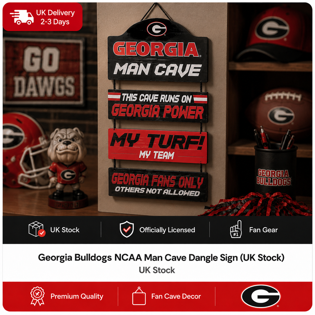Georgia Bulldogs NCAA Man Cave Dangle Sign (UK Stock)
