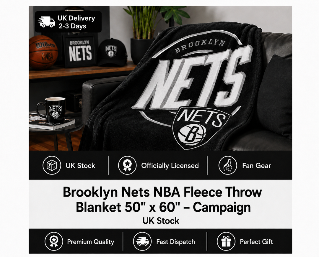 Brooklyn Nets NBA Fleece Throw Blanket 50" x 60" – Campaign (UK Stock)