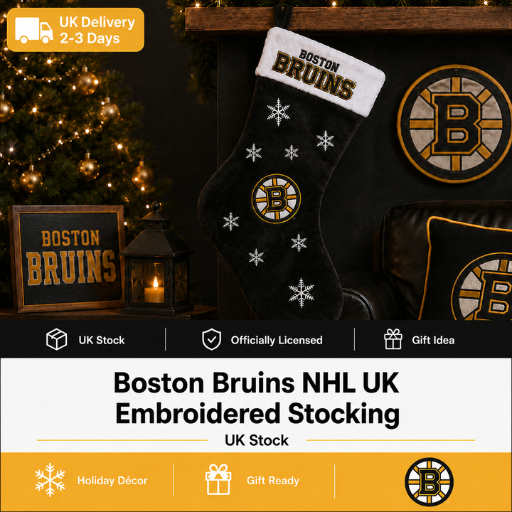 Boston Bruins NHL UK Embroidered Stocking (UK Stock)