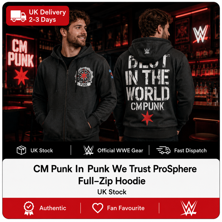 CM Punk In Punk We Trust ProSphere Full-Zip Hoodie – Black (UK Stock)