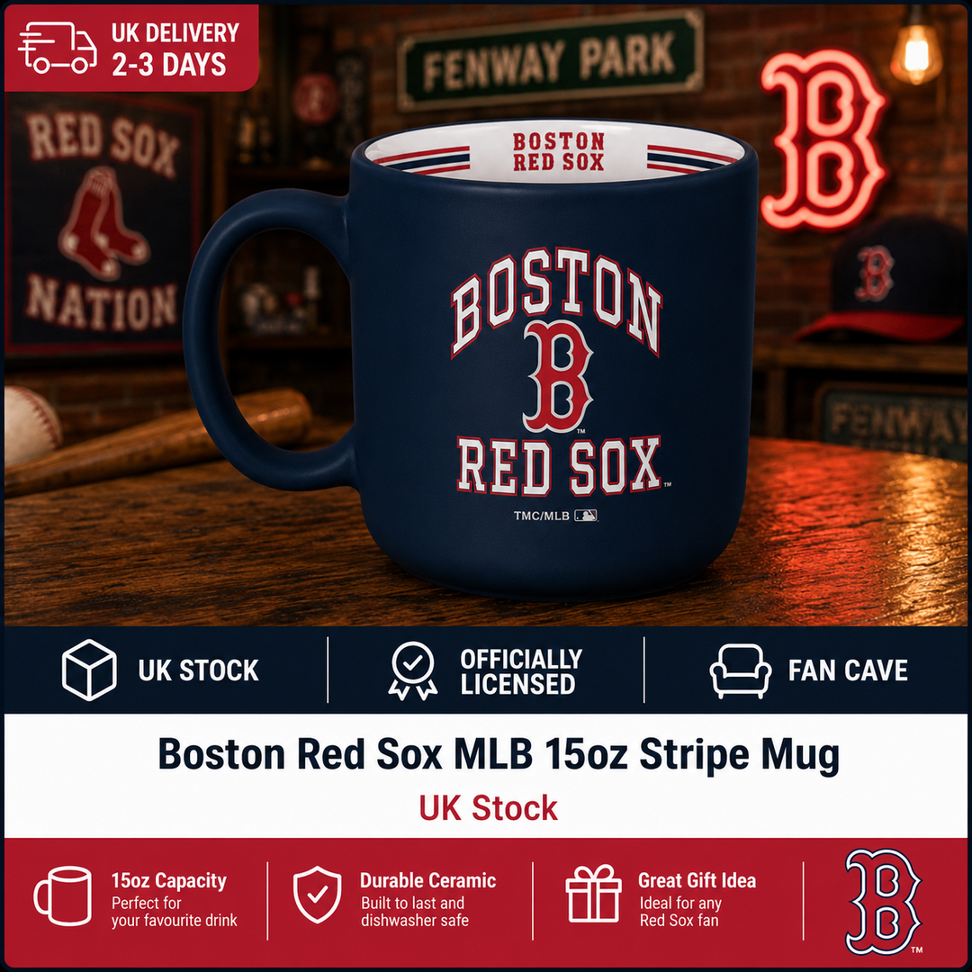 Boston Red Sox MLB UK 15 oz. Stripe Mug – Navy (UK Stock)