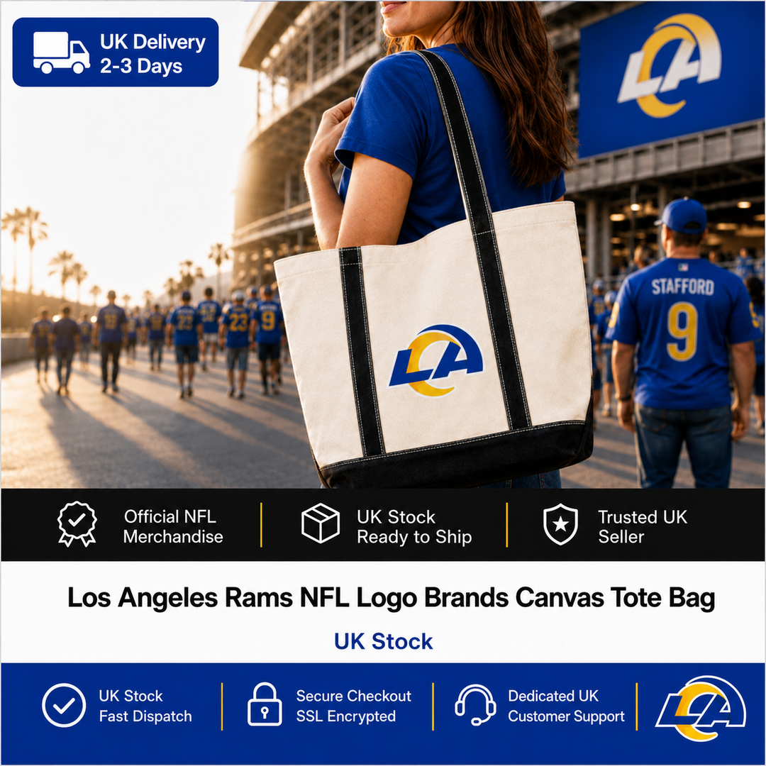 Los Angeles Rams NFL Logo Brands Canvas Tote Bag (UK Stock)