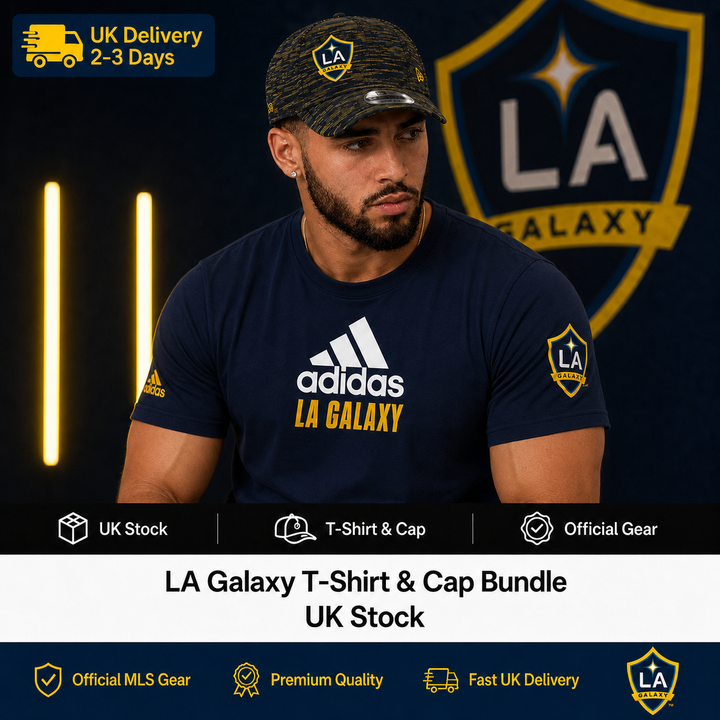 LA Galaxy MLS T-Shirt &amp; Cap Bundle (UK Stock)