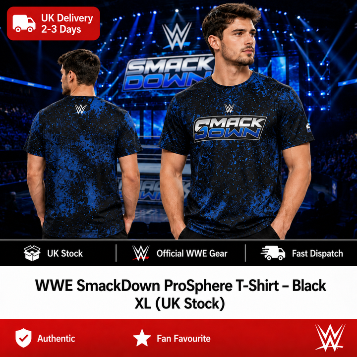 WWE SmackDown ProSphere T-Shirt – Black – XL (UK Stock)