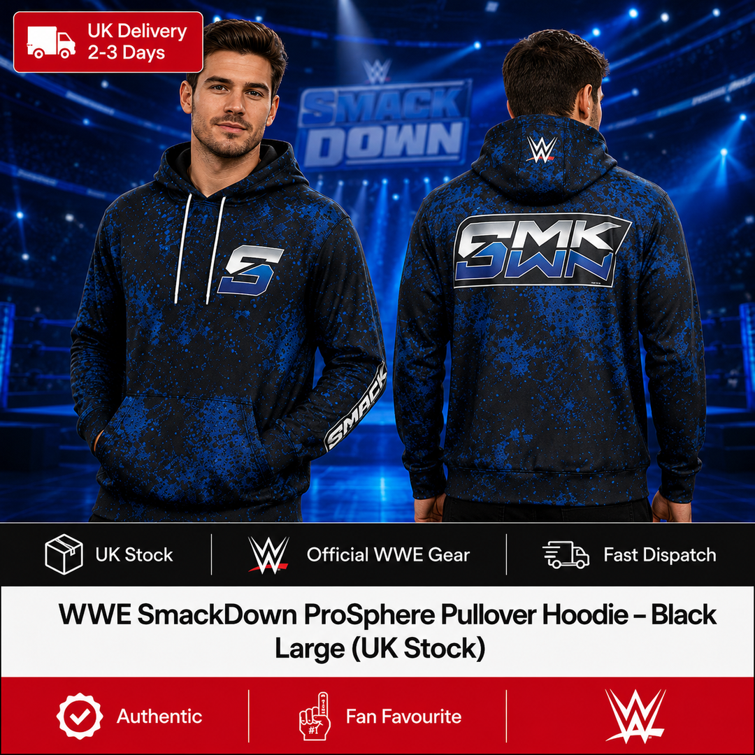 WWE SmackDown ProSphere Pullover Hoodie – Black – Large (UK Stock)