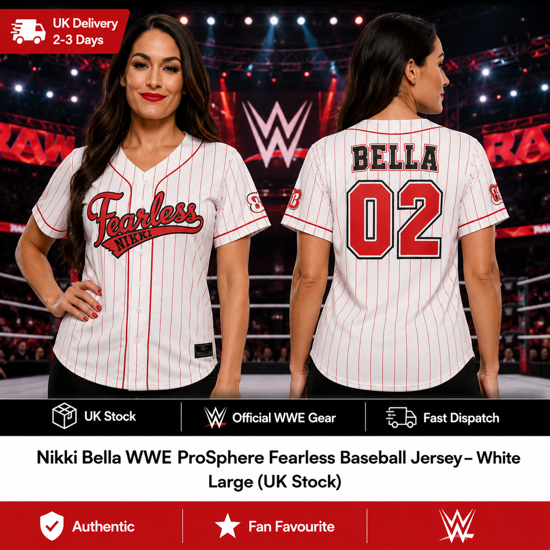 Nikki Bella WWE ProSphere Fearless Baseball Jersey – White – Large (UK Stock)