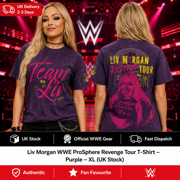 Liv Morgan WWE ProSphere Revenge Tour T-Shirt – Purple – XL (UK Stock)