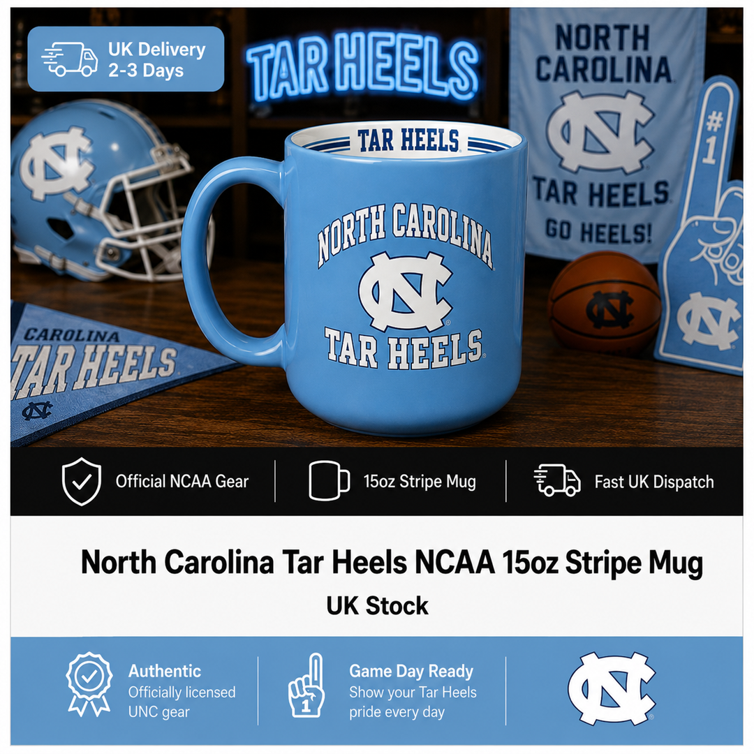 North Carolina Tar Heels NCAA 15oz Stripe Mug (UK Stock)