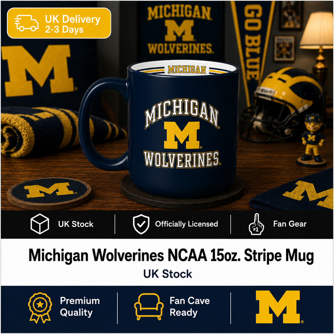 Michigan Wolverines NCAA UK 15oz. Stripe Mug (UK Stock)