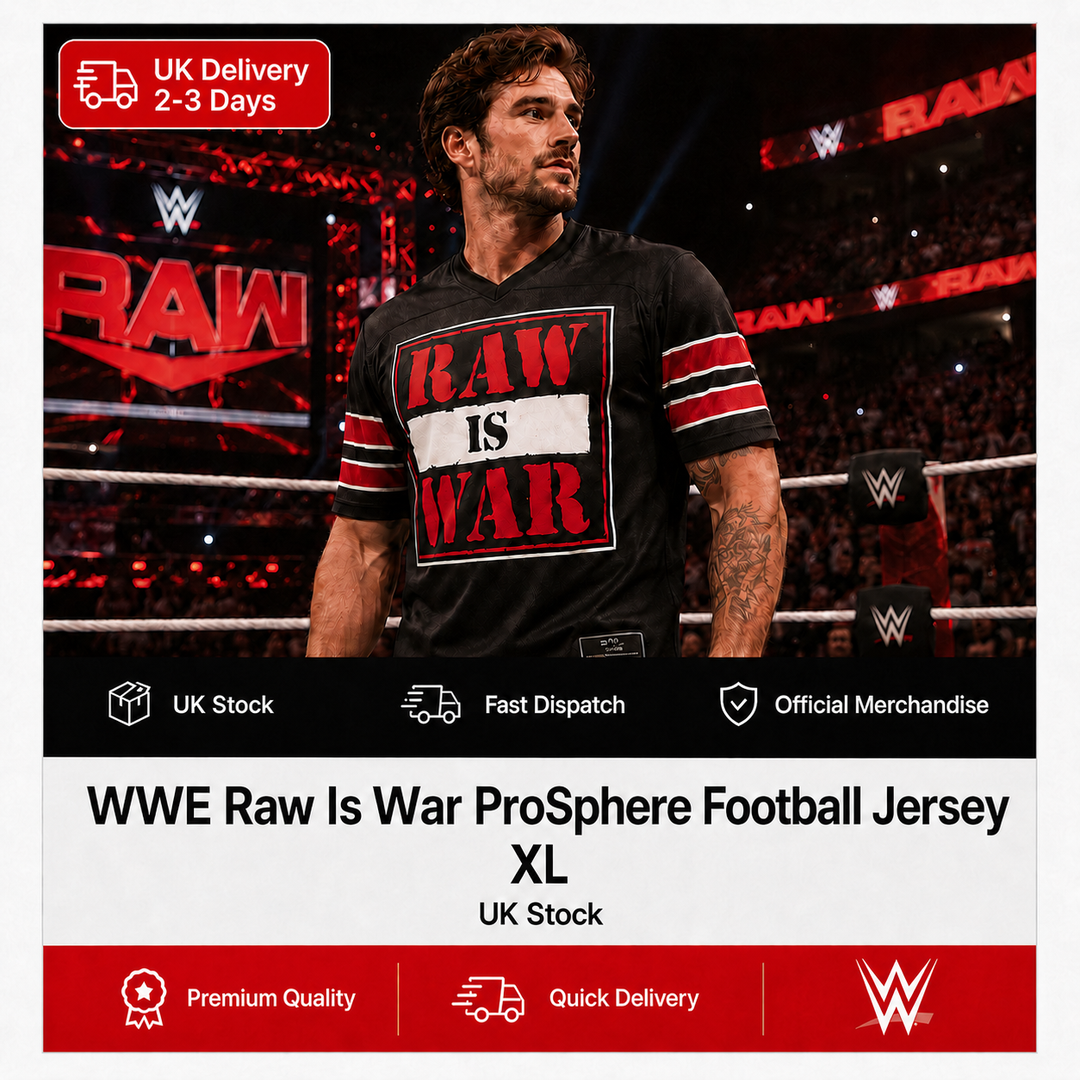 WWE Raw Is War ProSphere Football Jersey – Black – XL (UK Stock)