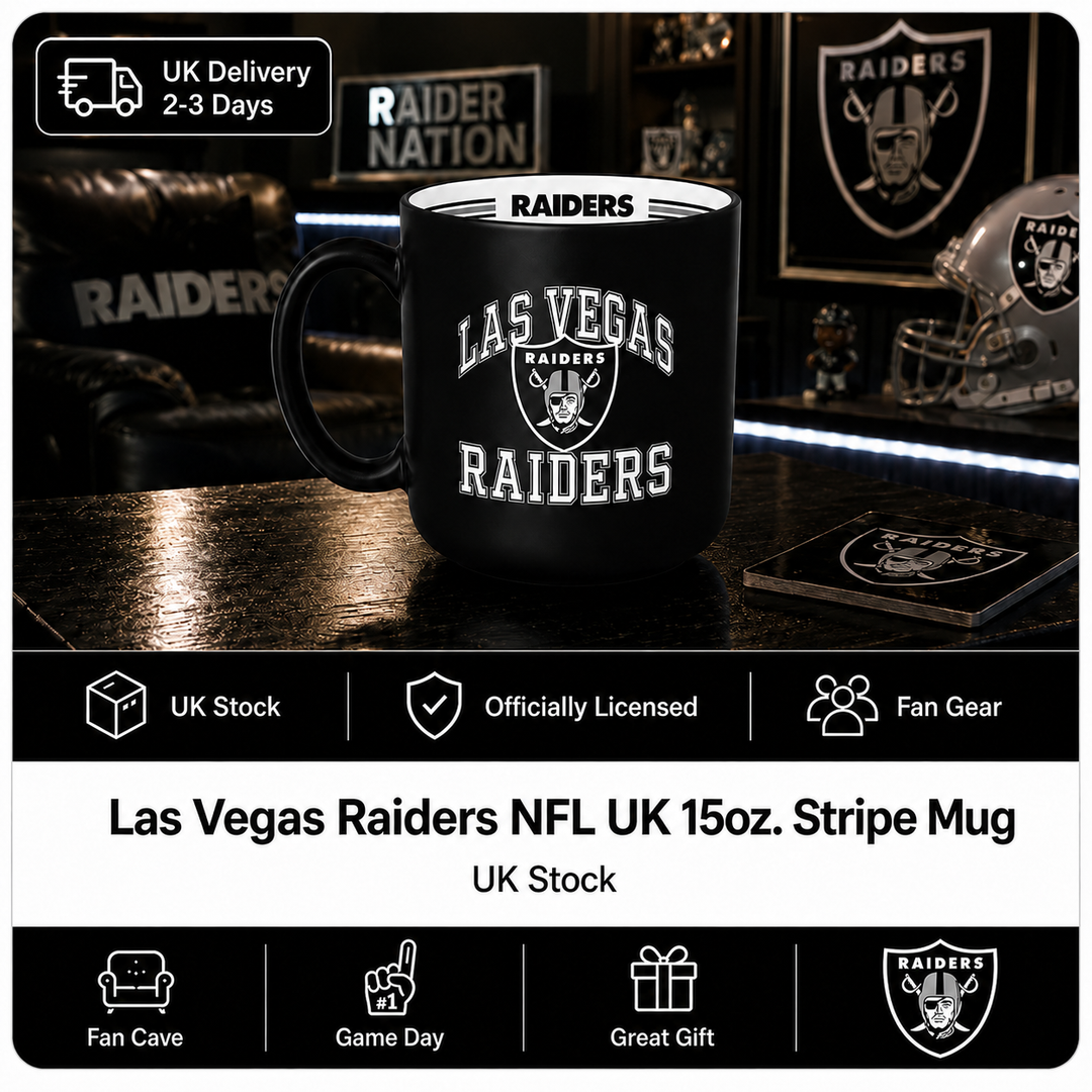 Las Vegas Raiders NFL UK 15oz. Stripe Mug (UK Stock)