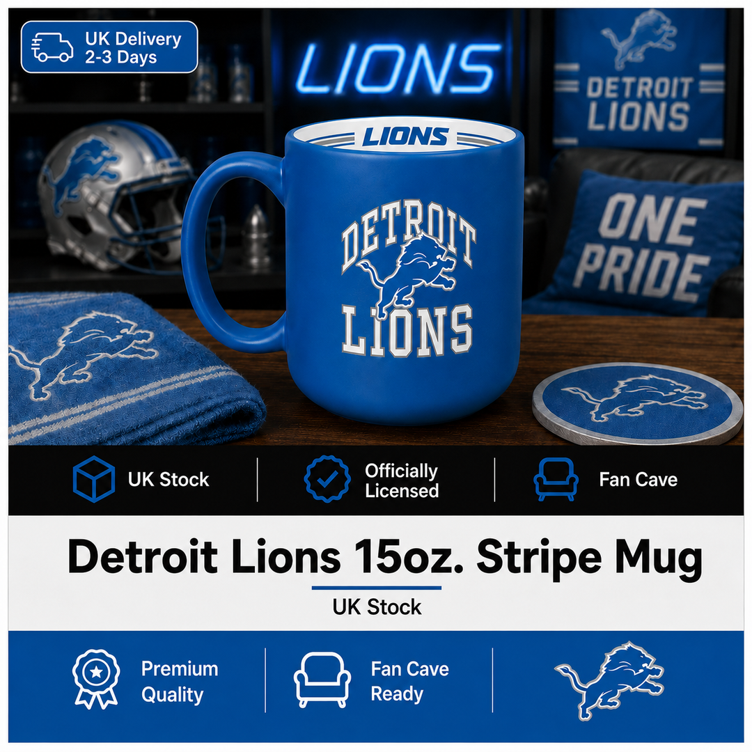 Detroit Lions 15oz Stripe Mug (UK Stock)
