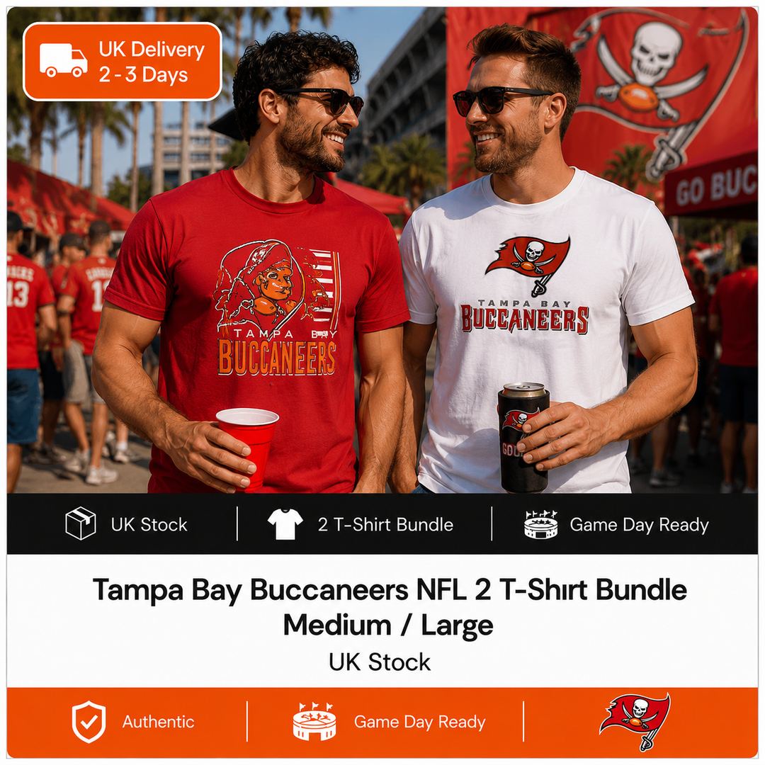Tampa Bay Buccaneers NFL 2 T-Shirt Bundle – (UK Stock)