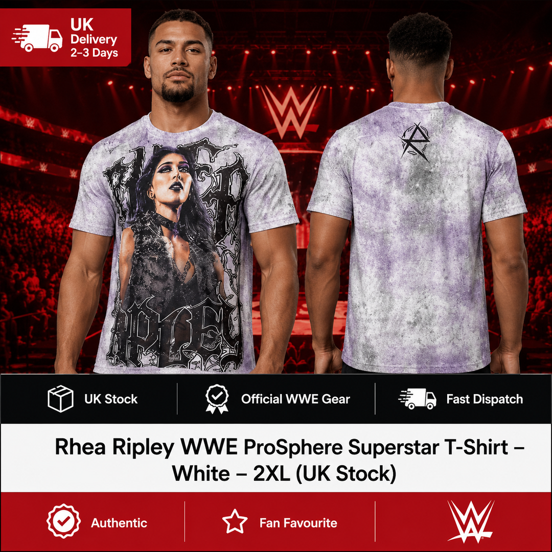 Rhea Ripley WWE ProSphere Superstar T-Shirt – White – 2XL (UK Stock)