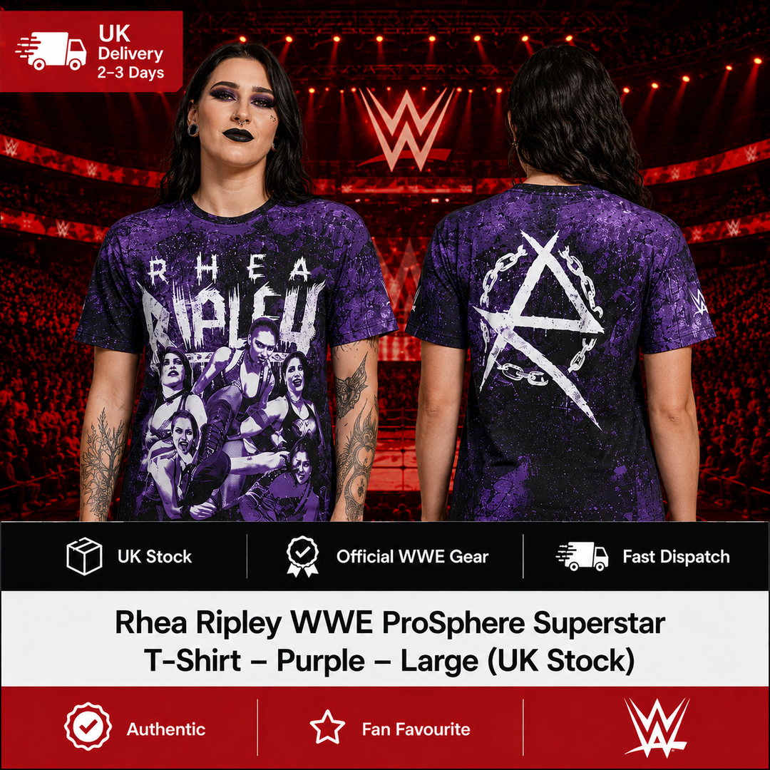Rhea Ripley WWE ProSphere Superstar T-Shirt – Purple – Large (UK Stock)
