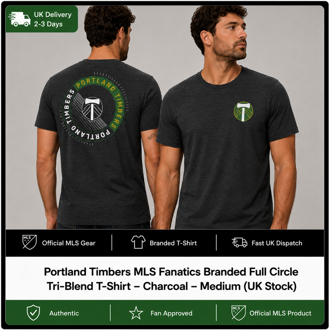 Portland Timbers MLS Fanatics Branded Full Circle Tri-Blend T-Shirt – Charcoal – Medium (UK Stock)