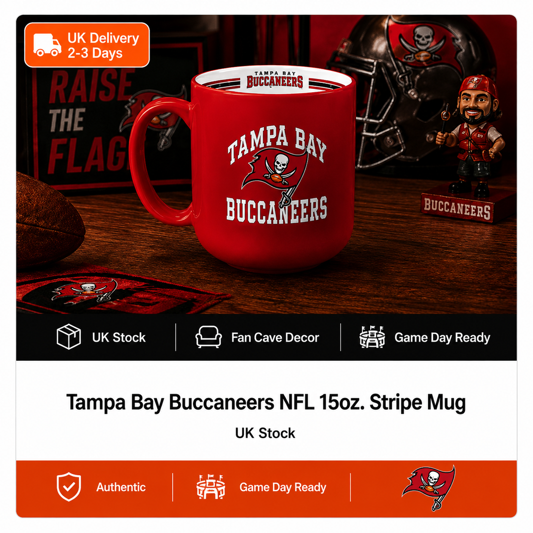 Tampa Bay Buccaneers NFL 15oz Stripe Mug – Team Colours (UK Stock)