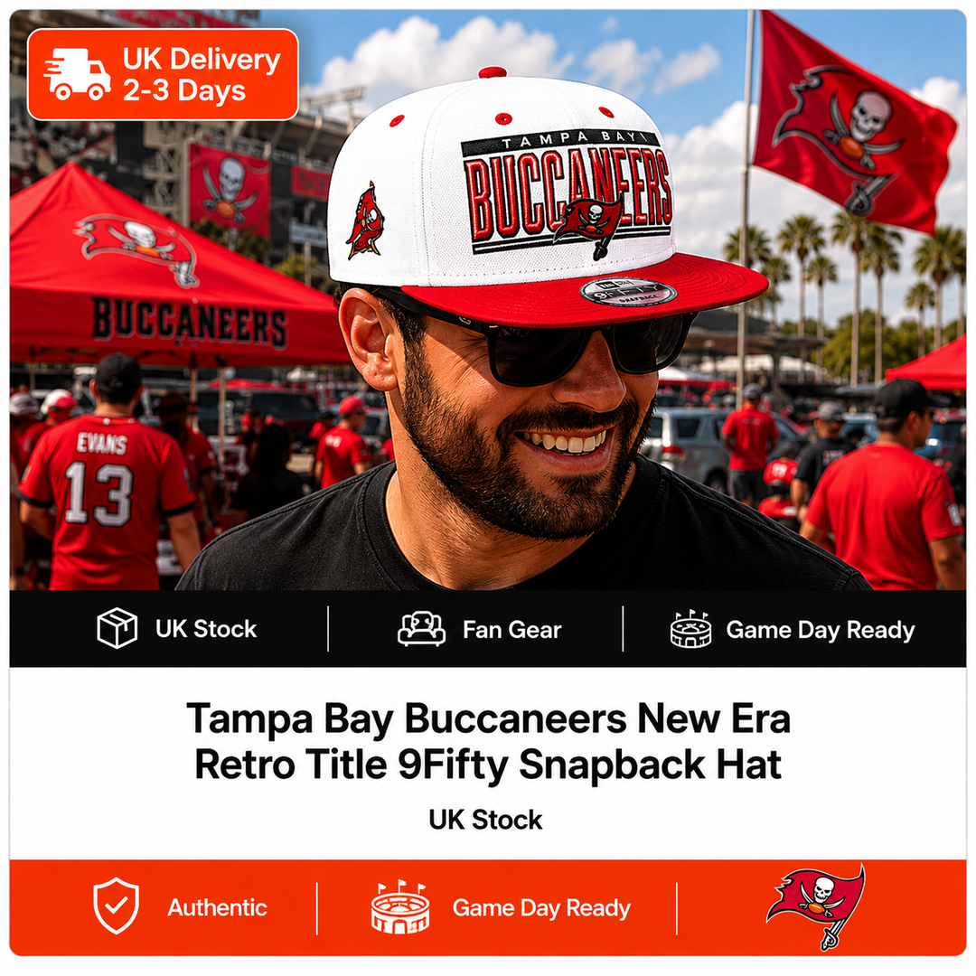 Tampa Bay Buccaneers New Era Retro Title 9Fifty Snapback Hat – White/Red (UK Stock)