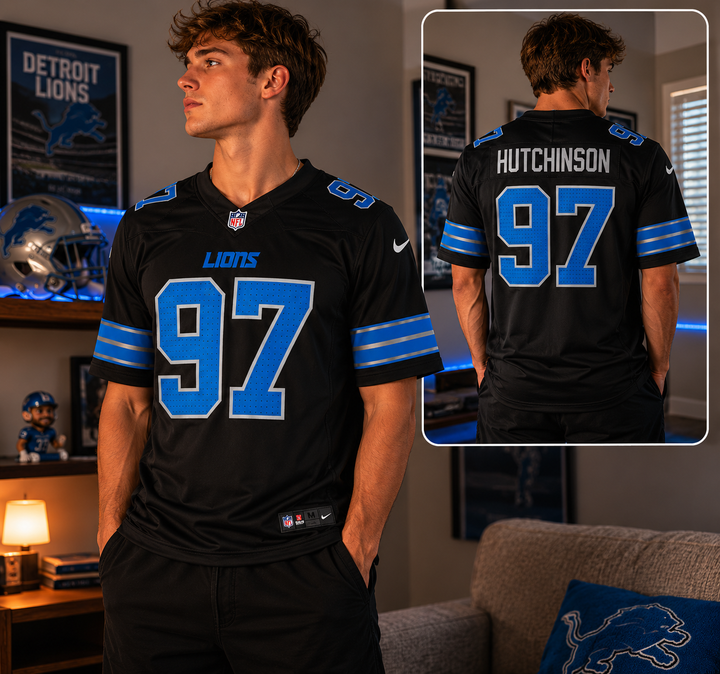 Detroit Lions NFL Aidan Hutchinson Nike Vapor F.U.S.E. Limited Jersey – Black – Medium (UK Stock)