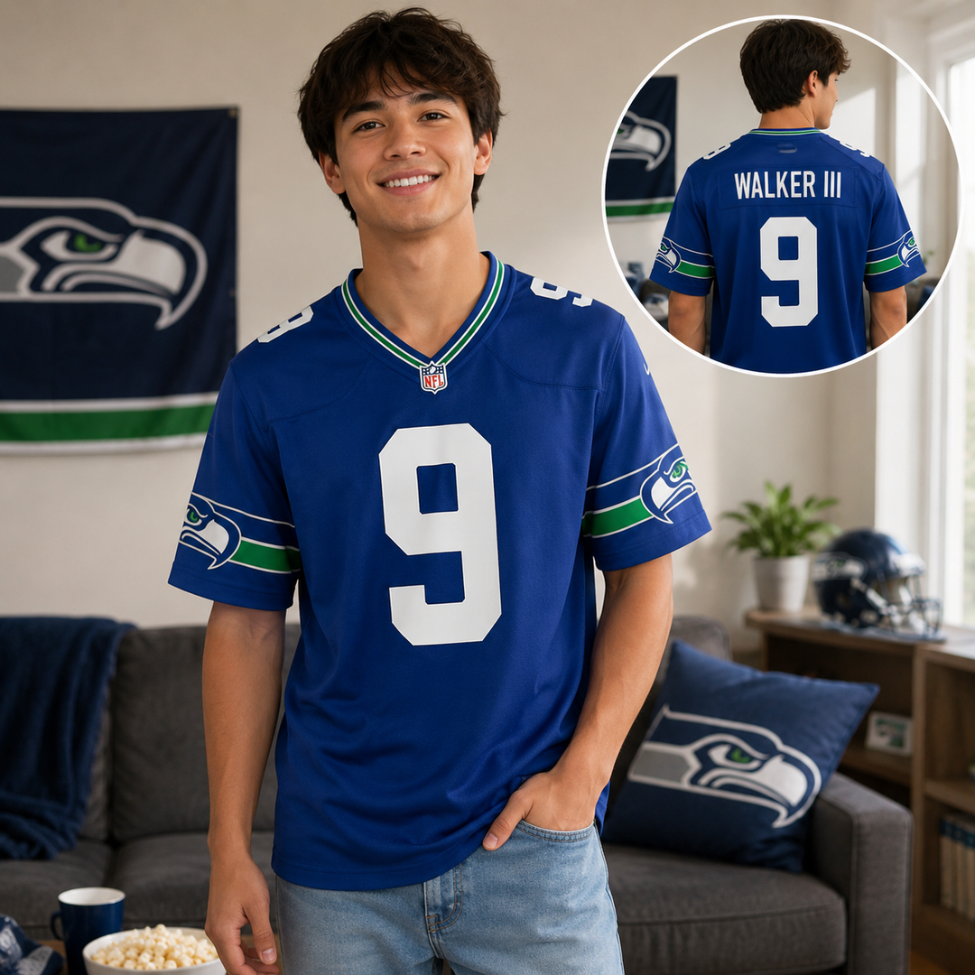 Seattle Seahawks NFL Kenneth Walker III Nike Throwback Game Jersey – Royal – Small (UK Stock)